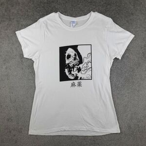 Port & Company Shirt Womens L White Grim Reaper Japanese Anime Manga Graphic Tee